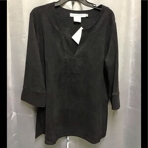 Gretchen Scott suede split neck tunic